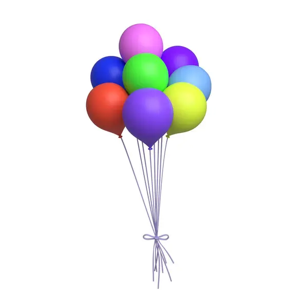 3D balloon. Illustration for birthday card design. Cartoon bouquet of balloons. 3d rendering