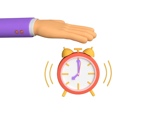 Eller Çalar Saati Kapatır Biri Alarmı Durdurmak Için Düğmeye Basıyor — Stok fotoğraf