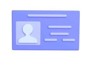 Kimlik kartı, plastik kart, rozet ikonu. 3d oluşturma