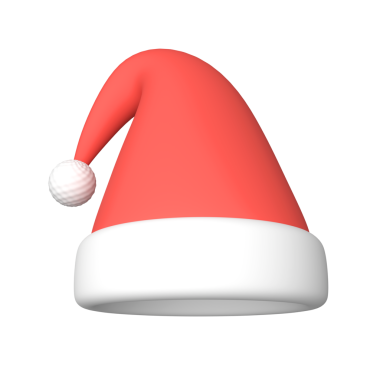 Üç boyutlu Noel Baba şapkası. Şenlikli Noel şapkası. 3d oluşturma