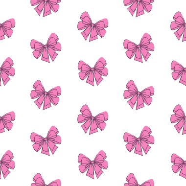 Güzel pembe fiyonk. Kusursuz desen. Duvar kağıdı, web sayfası arkaplanı ve yüzey dokuları için kullanılabilir. Vektör illüstrasyonu