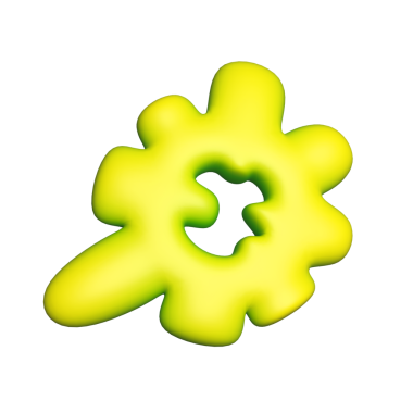 Üç boyutlu sarı soyut şekil. Moda tarzında şirin bir karalama. 3d oluşturma