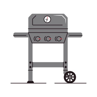 Sabit ızgara. Gaz ızgarası. Yemek pişirme aleti. Piknik için ekipman ya da doğa üzerinde dinlenme. Vektör illüstrasyonu
