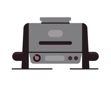 Elektrikli ızgara, mutfak aletleri. Et, balık ve sebze pişirmek için modern ekipman. Vektör illüstrasyonu