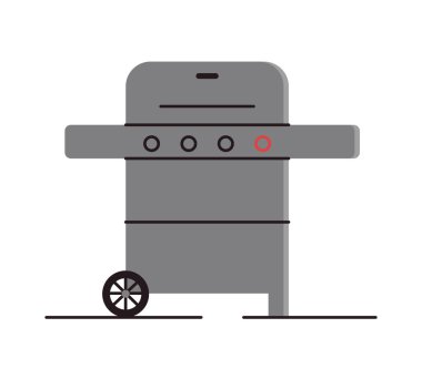 Sabit ızgara. Gaz ızgarası. Yemek pişirme aleti. Vektör illüstrasyonu