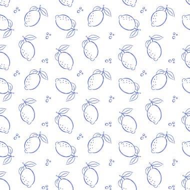 Elle çizilmiş limon ya da limon deseni karalama tarzında. Desenler, baskılar ve ürün tasarımı için arka plan yineleniyor