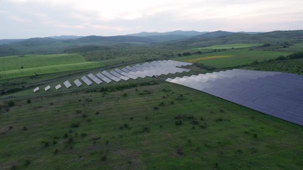 Современные Экологически Чистые Большие Солнечные Панели Выработки Энергии Солнечных Лучей — стоковое видео