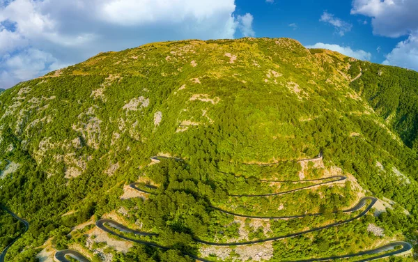 Panorama Incredible Winding Mountain Road Lovcensky Serpentine Dangerous Sharp Extreme — Photo