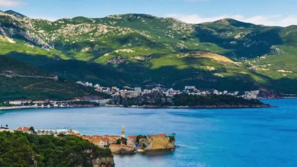 Top View Resort Seaside Town Budva Various Holiday Hotels Fashionable — Stock video