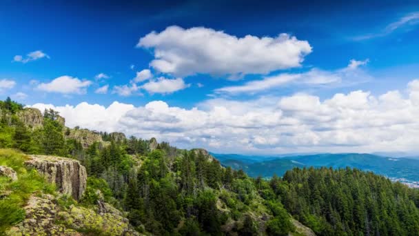 High Rocky Wild Mountain Range Rhodope Mountains Covered Vegetation Backdrop — Stok video