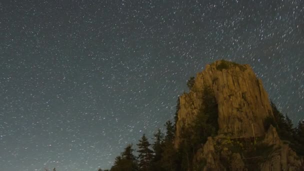Rocky Steep Peak High Mountain Dense Dark Spruce Forests Slopes — Vídeo de Stock