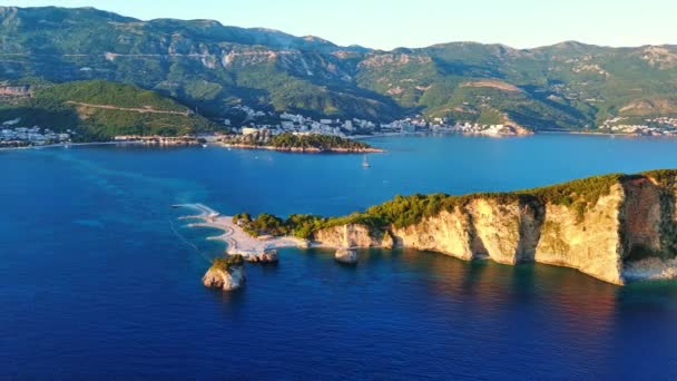 Historical Ancient Island Nicholas Vegetation Shores Adriatic Sea Backdrop Coastal — Stock Video