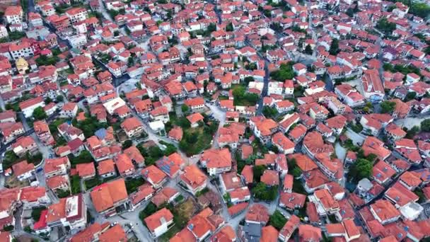 Small Greek Quiet Resort Town Litochoro Small Houses Red Tiled — Video Stock