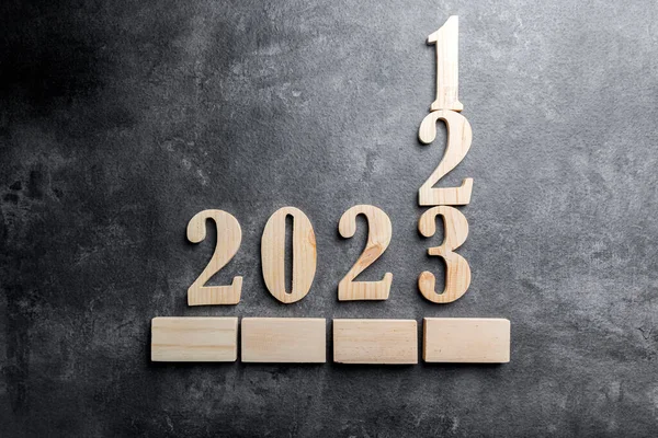 Ist Zeit Für 2023 2023 Vor Schwarzem Hintergrund Frohes Neues — Stockfoto