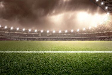 Futbol stadyumunun içinde çimler