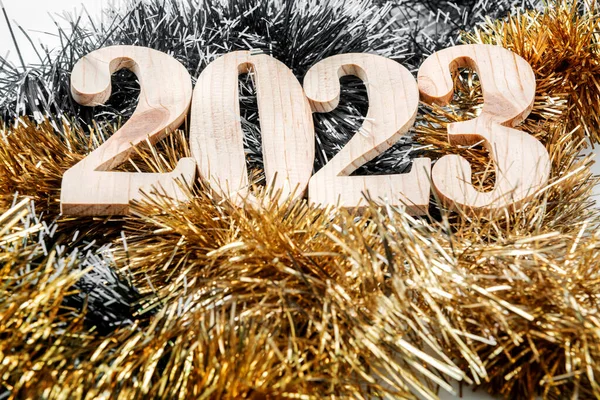 2023 Met Een Kerstversiering Achtergrond Gelukkig Nieuwjaar 2023 — Stockfoto