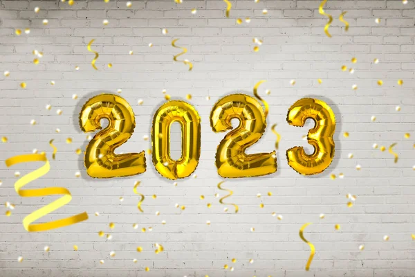 2023有砖墙背景 新年快乐2023 — 图库照片