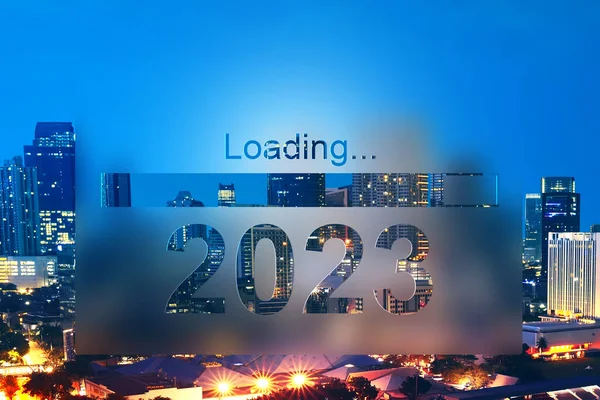 Wachten 2023 Met Een Stadsgezicht Achtergrond Gelukkig Nieuwjaar 2023 — Stockfoto