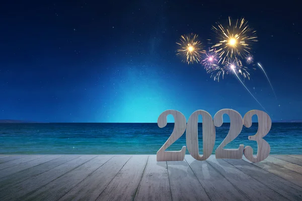 2023 Med Fyrverkerier Himlen Gott Nytt 2023 — Stockfoto