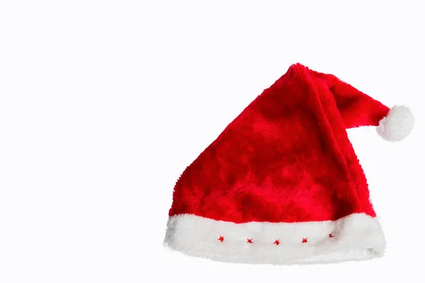 Rood Witte Santa Hoed Geïsoleerd Witte Achtergrond — Stockfoto