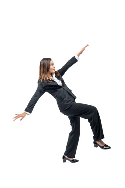 Asian Businesswoman Falling Isolated White Background — Stock Photo, Image