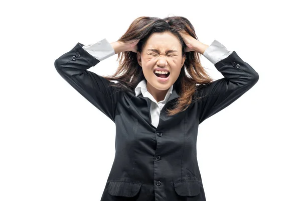 Azji Businesswoman Frustrowanym Wyrażeniem Izolowane Białym Tle — Zdjęcie stockowe