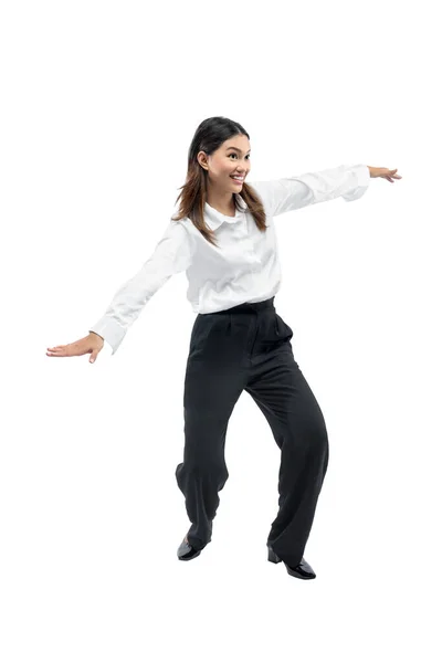 Asiatico Businesswoman Walking Con Attentamente Isolato Sfondo Bianco — Foto Stock