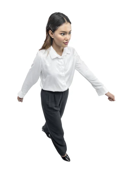Asian Businesswoman Walking Isolated White Background — Stock Photo, Image