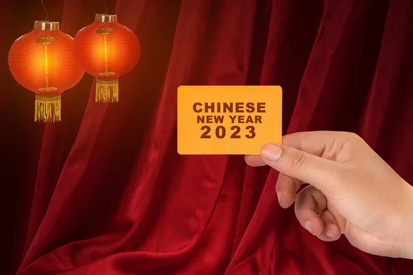 Biglietto Visita Con Testo Capodanno Cinese Felice Anno Nuovo Cinese — Foto Stock