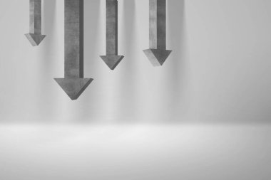 Renkli arkaplan ile duvarda azalan ok