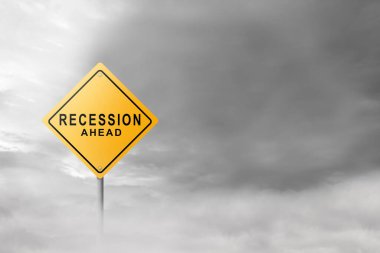 Recession sign with sky background clipart