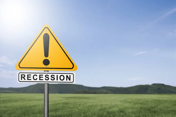 Знак Рецессии Фоне Неба — стоковое фото