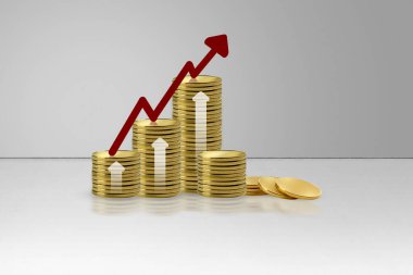 Renkli arkaplan ile arttırılmış bozuk para grafik oku