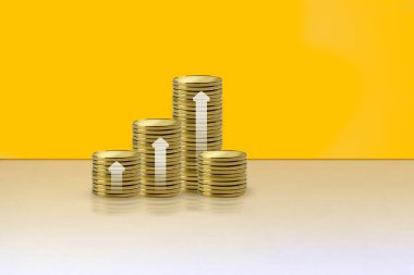 Renkli arkaplan ile arttırılmış bozuk para grafik oku