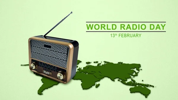 Old radio on a colored background. World Radio Day