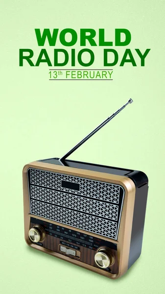 Old radio on a colored background. World Radio Day