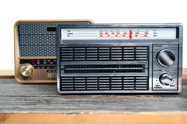 Old radio isolated over white background
