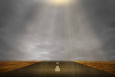 Asphalt road with dramatic sky background