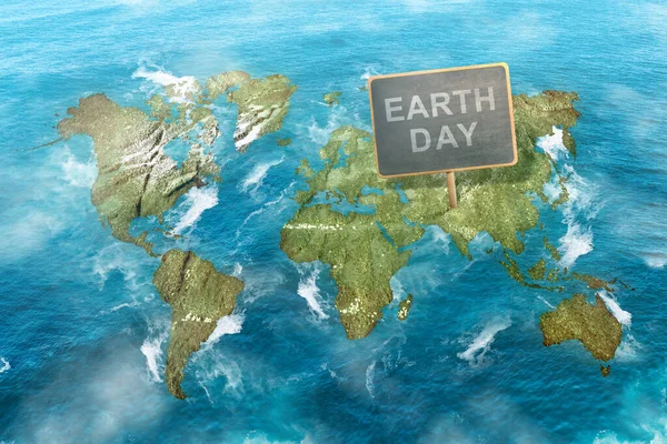 Wooden Board Earth Day Message Earth Earth Day Concept — Stock fotografie