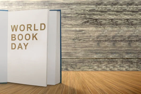 Öppnade Boken Bordet Världsbokens Dagskoncept — Stockfoto