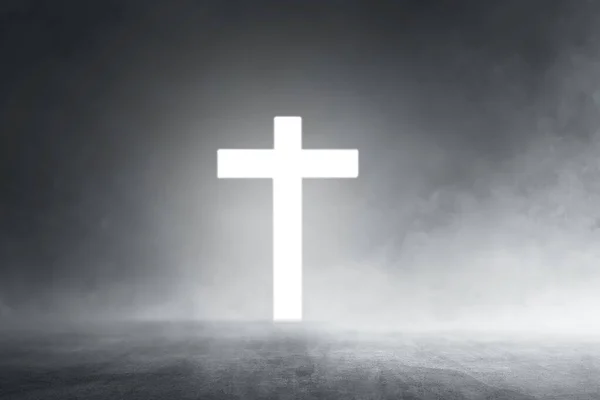 背景烟熏的基督教十字会 — 图库照片