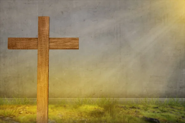 Christian Cross Com Fundo Céu Dramático — Fotografia de Stock