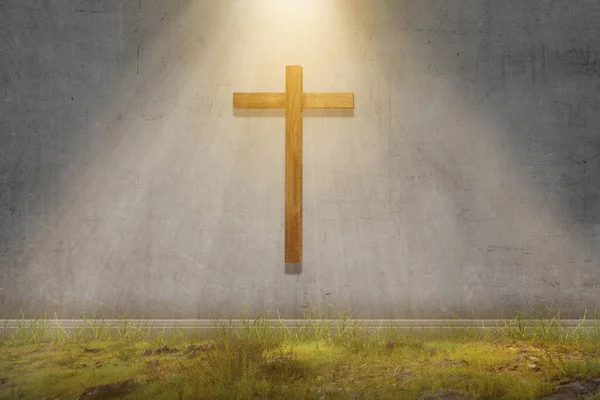 Cruz Cristiana Con Fondo Dramático Del Cielo — Foto de Stock