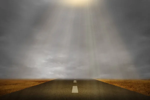 Asphalt Road Dramatic Sky Background — Stock Photo, Image