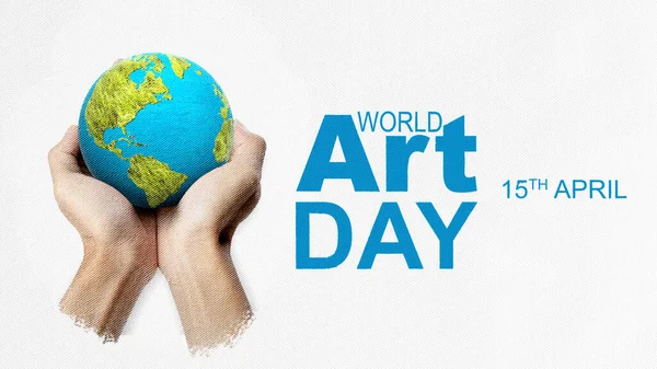 Earth on a white canvas. World Art Day concept