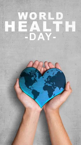 Menschliche Hand Zeigt Herz Konzept Zum Weltgesundheitstag — Stockfoto