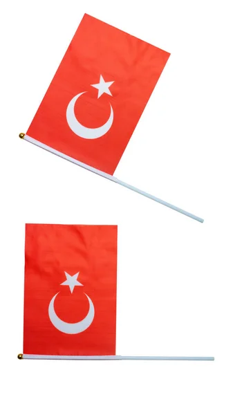 Török Nemzeti Zászló Elszigetelt Fehér Háttér — Stock Fotó