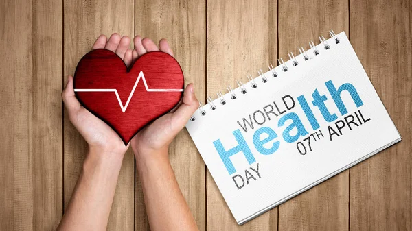 Human hand showing heart. World Health Day Concept