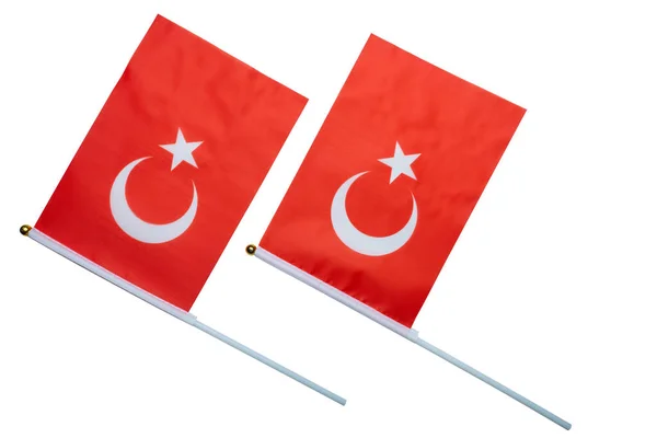 Turecka Flaga Narodowa Odizolowana Białym Tle — Zdjęcie stockowe
