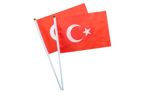 Bendera Nasional Turki Diisolasi Atas Latar Belakang Putih — Stok Foto